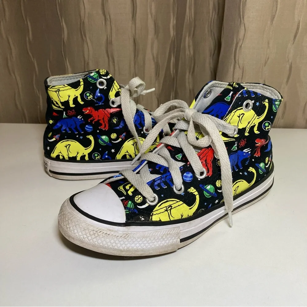 Converse Chuck Taylor All Star Junior Kid's 13 Black Dino High Tops Lace Up
